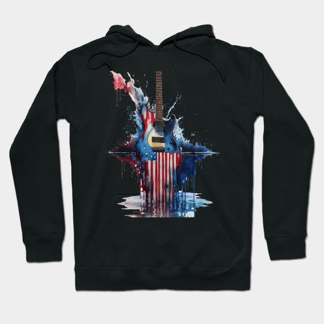 4th of July Guitar Design with American Flag Hoodie by Hunter_c4 "Click here to uncover more designs"